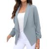 imageGRECERELLE Womens Blazer Suit Open Front Cardigan 34 Sleeve Fitted Jacket Casual Office Cropped Blazer010grey Blue