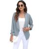 imageGRECERELLE Womens Blazer Suit Open Front Cardigan 34 Sleeve Fitted Jacket Casual Office Cropped Blazer010grey Blue