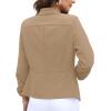 imageGRECERELLE Womens Blazer Suit Open Front Cardigan 34 Sleeve Fitted Jacket Casual Office Cropped Blazer015dark Khaki