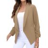 imageGRECERELLE Womens Blazer Suit Open Front Cardigan 34 Sleeve Fitted Jacket Casual Office Cropped Blazer015dark Khaki
