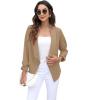 imageGRECERELLE Womens Blazer Suit Open Front Cardigan 34 Sleeve Fitted Jacket Casual Office Cropped Blazer015dark Khaki