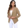 imageGRECERELLE Womens Blazer Suit Open Front Cardigan 34 Sleeve Fitted Jacket Casual Office Cropped Blazer015dark Khaki