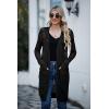 imageGRECERELLE Womens Lightweight Longer Length Cardigan Long Sleeve Casual Crochet OpenFront Sweater with Pockets01 Longblack
