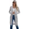 imageGRECERELLE Womens Lightweight Longer Length Cardigan Long Sleeve Casual Crochet OpenFront Sweater with Pockets04 Longgray