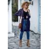 imageGRECERELLE Womens Lightweight Longer Length Cardigan Long Sleeve Casual Crochet OpenFront Sweater with Pockets05 Longnavy Blue