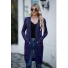 imageGRECERELLE Womens Lightweight Longer Length Cardigan Long Sleeve Casual Crochet OpenFront Sweater with Pockets05 Longnavy Blue