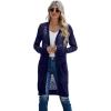 imageGRECERELLE Womens Lightweight Longer Length Cardigan Long Sleeve Casual Crochet OpenFront Sweater with Pockets05 Longnavy Blue