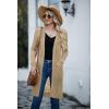 imageGRECERELLE Womens Lightweight Longer Length Cardigan Long Sleeve Casual Crochet OpenFront Sweater with Pockets07 Longkhaki
