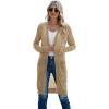 imageGRECERELLE Womens Lightweight Longer Length Cardigan Long Sleeve Casual Crochet OpenFront Sweater with Pockets07 Longkhaki