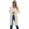 imageGRECERELLE Womens Lightweight Longer Length Cardigan Long Sleeve Casual Crochet OpenFront Sweater with PocketsLongapricot