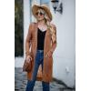 imageGRECERELLE Womens Lightweight Longer Length Cardigan Long Sleeve Casual Crochet OpenFront Sweater with PocketsLongcaramel