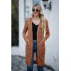 imageGRECERELLE Womens Lightweight Longer Length Cardigan Long Sleeve Casual Crochet OpenFront Sweater with PocketsLongcaramel
