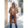 imageGRECERELLE Womens Lightweight Longer Length Cardigan Long Sleeve Casual Crochet OpenFront Sweater with PocketsLongcaramel