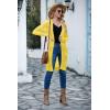 imageGRECERELLE Womens Lightweight Longer Length Cardigan Long Sleeve Casual Crochet OpenFront Sweater with PocketsLonglemon Yellow