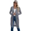 imageGRECERELLE Womens Lightweight Longer Length Cardigan Long Sleeve Casual Crochet OpenFront Sweater with PocketsLongpencil Gray
