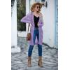 imageGRECERELLE Womens Lightweight Longer Length Cardigan Long Sleeve Casual Crochet OpenFront Sweater with PocketsLongpurple Gray