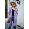 imageGRECERELLE Womens Lightweight Longer Length Cardigan Long Sleeve Casual Crochet OpenFront Sweater with PocketsLongpurple Gray