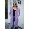 imageGRECERELLE Womens Lightweight Longer Length Cardigan Long Sleeve Casual Crochet OpenFront Sweater with PocketsLongpurple Gray