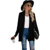 imageGRECERELLE Womens Long Sleeve Open Front Lightweight Casual Business Dressy Cardigan Sweater Fall WinterBlack