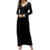 imageGRECERELLE Womens Long Sleeve V Neck Casual Button Maxi Dress 2025 with Pockets01 Black