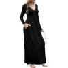 imageGRECERELLE Womens Long Sleeve V Neck Casual Button Maxi Dress 2025 with Pockets01 Black