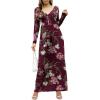 imageGRECERELLE Womens Long Sleeve V Neck Casual Button Maxi Dress 2025 with PocketsA09 Fp Wine Red