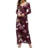 imageGRECERELLE Womens Long Sleeve V Neck Casual Button Maxi Dress 2025 with PocketsA09 Fp Wine Red
