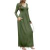 imageGRECERELLE Womens Long Sleeve V Neck Casual Button Maxi Dress 2025 with PocketsArmy Green