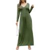 imageGRECERELLE Womens Long Sleeve V Neck Casual Button Maxi Dress 2025 with PocketsArmy Green