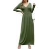 imageGRECERELLE Womens Long Sleeve V Neck Casual Button Maxi Dress 2025 with PocketsArmy Green