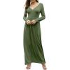 imageGRECERELLE Womens Long Sleeve V Neck Casual Button Maxi Dress 2025 with PocketsArmy Green