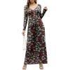 imageGRECERELLE Womens Long Sleeve V Neck Casual Button Maxi Dress 2025 with PocketsBlack Daffodil