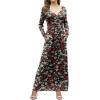 imageGRECERELLE Womens Long Sleeve V Neck Casual Button Maxi Dress 2025 with PocketsBlack Daffodil