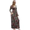imageGRECERELLE Womens Long Sleeve V Neck Casual Button Maxi Dress 2025 with PocketsBlack Daffodil