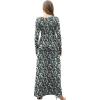 imageGRECERELLE Womens Long Sleeve V Neck Casual Button Maxi Dress 2025 with PocketsBlack Flowers White
