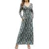 imageGRECERELLE Womens Long Sleeve V Neck Casual Button Maxi Dress 2025 with PocketsBlack Flowers White