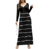imageGRECERELLE Womens Long Sleeve V Neck Casual Button Maxi Dress 2025 with PocketsBlack Stripe