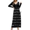 imageGRECERELLE Womens Long Sleeve V Neck Casual Button Maxi Dress 2025 with PocketsBlack Stripe