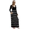 imageGRECERELLE Womens Long Sleeve V Neck Casual Button Maxi Dress 2025 with PocketsBlack Stripe