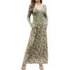 imageGRECERELLE Womens Long Sleeve V Neck Casual Button Maxi Dress 2025 with PocketsBlack Yellow