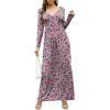imageGRECERELLE Womens Long Sleeve V Neck Casual Button Maxi Dress 2025 with PocketsBlue Dianthus
