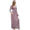 imageGRECERELLE Womens Long Sleeve V Neck Casual Button Maxi Dress 2025 with PocketsBlue Dianthus