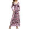 imageGRECERELLE Womens Long Sleeve V Neck Casual Button Maxi Dress 2025 with PocketsBlue Dianthus