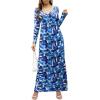 imageGRECERELLE Womens Long Sleeve V Neck Casual Button Maxi Dress 2025 with PocketsBlue Ink White