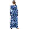 imageGRECERELLE Womens Long Sleeve V Neck Casual Button Maxi Dress 2025 with PocketsBlue Ink White