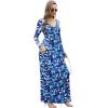imageGRECERELLE Womens Long Sleeve V Neck Casual Button Maxi Dress 2025 with PocketsBlue Ink White