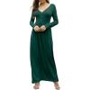 imageGRECERELLE Womens Long Sleeve V Neck Casual Button Maxi Dress 2025 with PocketsDark Green