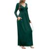 imageGRECERELLE Womens Long Sleeve V Neck Casual Button Maxi Dress 2025 with PocketsDark Green