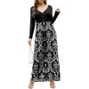 imageGRECERELLE Womens Long Sleeve V Neck Casual Button Maxi Dress 2025 with PocketsFloral Black White