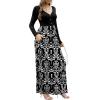 imageGRECERELLE Womens Long Sleeve V Neck Casual Button Maxi Dress 2025 with PocketsFloral Black White